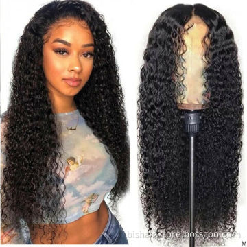 Pre Plucked Brazilian 100% Real Human Hair Long kinky curly HD Transparent Lace kinky curly Wig 100% T Part Lace Front Wigs